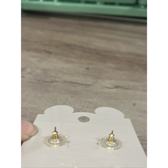 NIB Disney Store Mickey Mouse Gold Tone Earrings New On Card Vintage - Picture 4 of 5